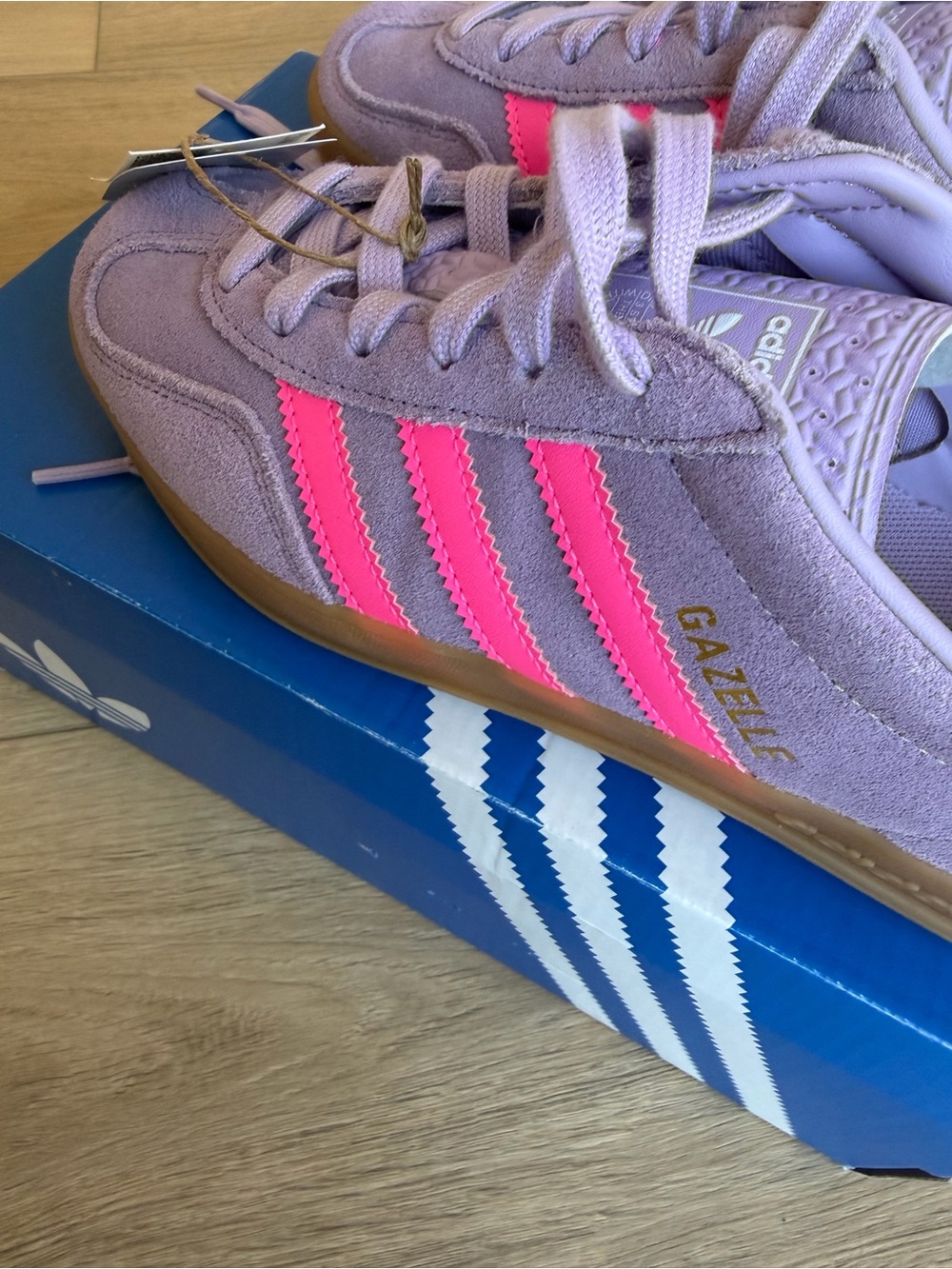 adidas Gazelle Lavender Suede Sneakers with Pink Stripes - Picture 11 of 11